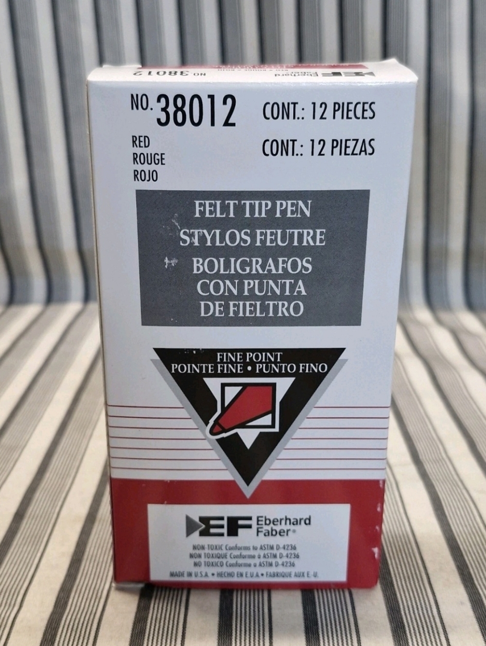 Eberhard Faber 38012 Felt Tip Pen Fine Point Markers Red, 12 Pieces